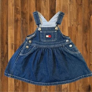 Y2K Vintage Tommy Hilfiger Baby Denim Overall Dress 12–18M
